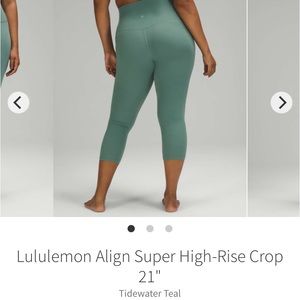 Lululemon Align SHR Crop 21” Tidewater Teal Size 6